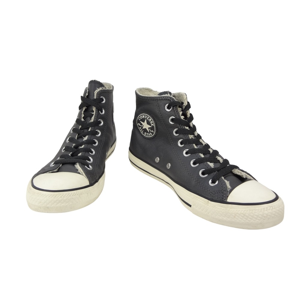 Converse Chuck Taylor All Star Mens 8 Black Leather Fur Lined High Top Shoes